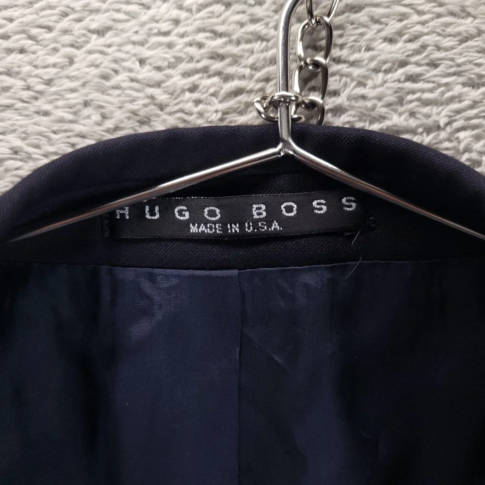 Hugo Boss Suit Jacket Mens 46R Blue Wool Einstein Omega Made USA Office Career